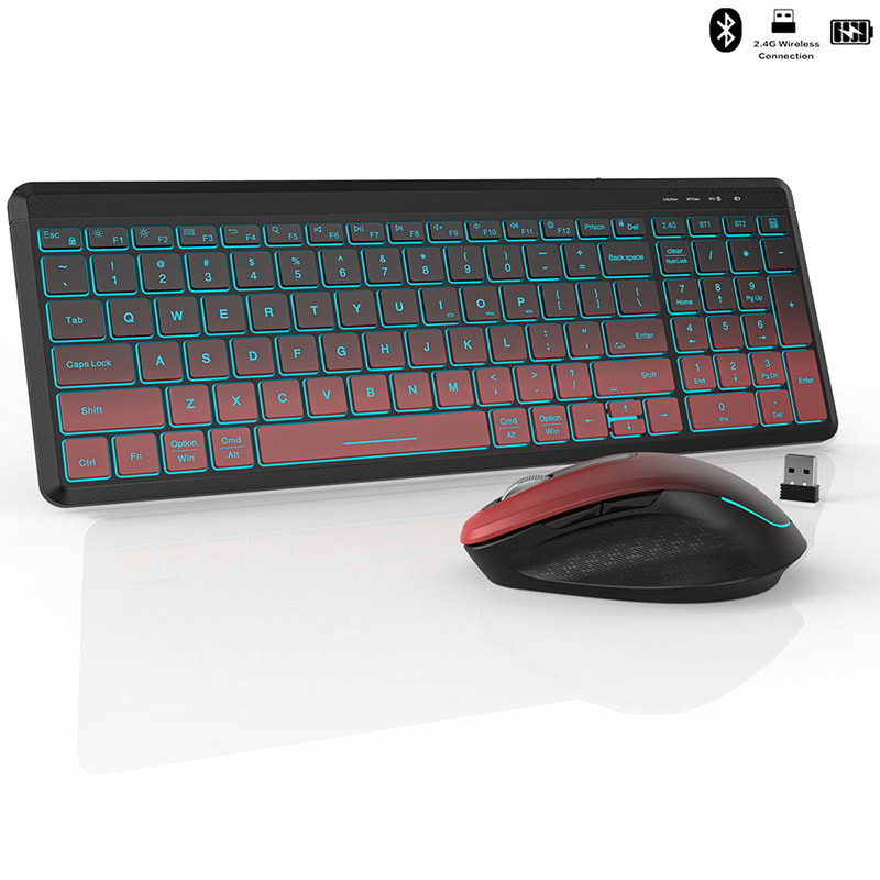 Gaming Keyboard Bundle - Rgb Backlit Stille Draadloze Toetsenbord En