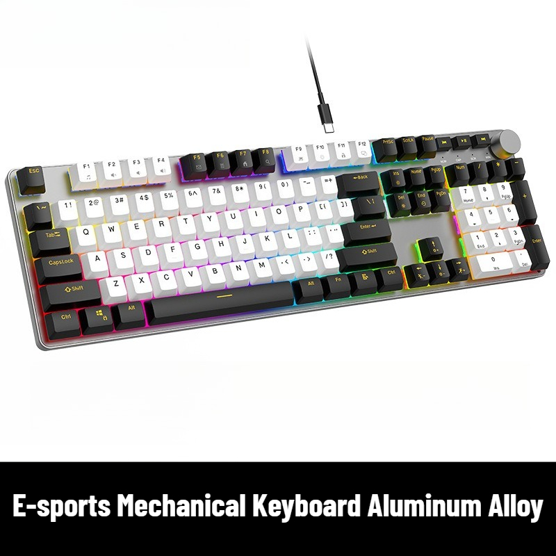 Gaming Keyboard No Noise - E-sports mechanisch toetsenbord van aluminiumlegering, stille