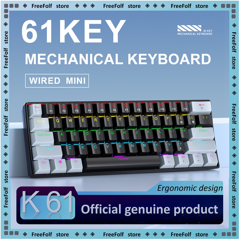 Keyboard Gaming Blue Switch - APAYADO K61 Mini 60% gamingtoetsenbord 61-toetsen,