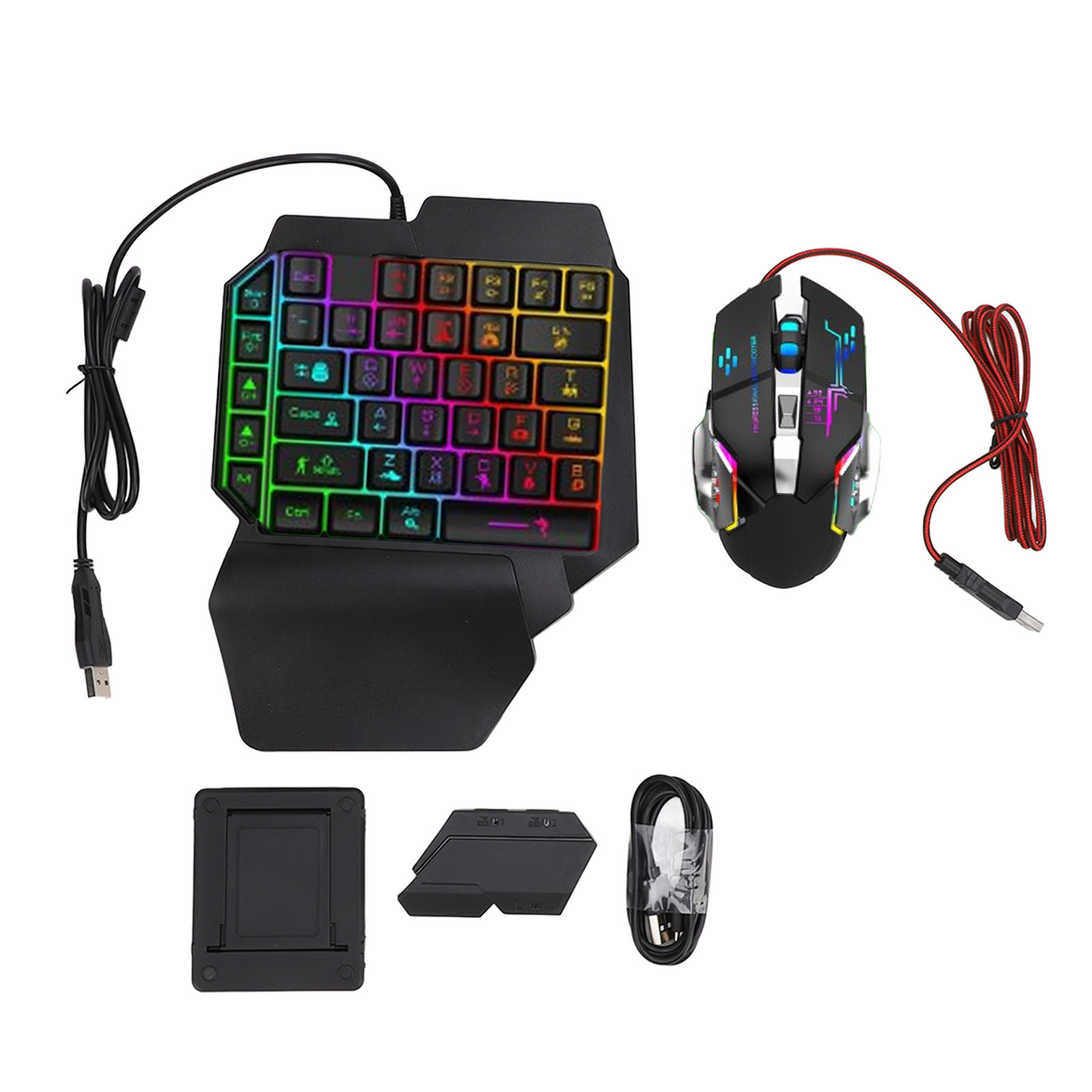Gaming Keyboard Mouse Combo - Toetsenbord-muis-converterset Responsieve toetsenbord-muiscombinatie met één hand