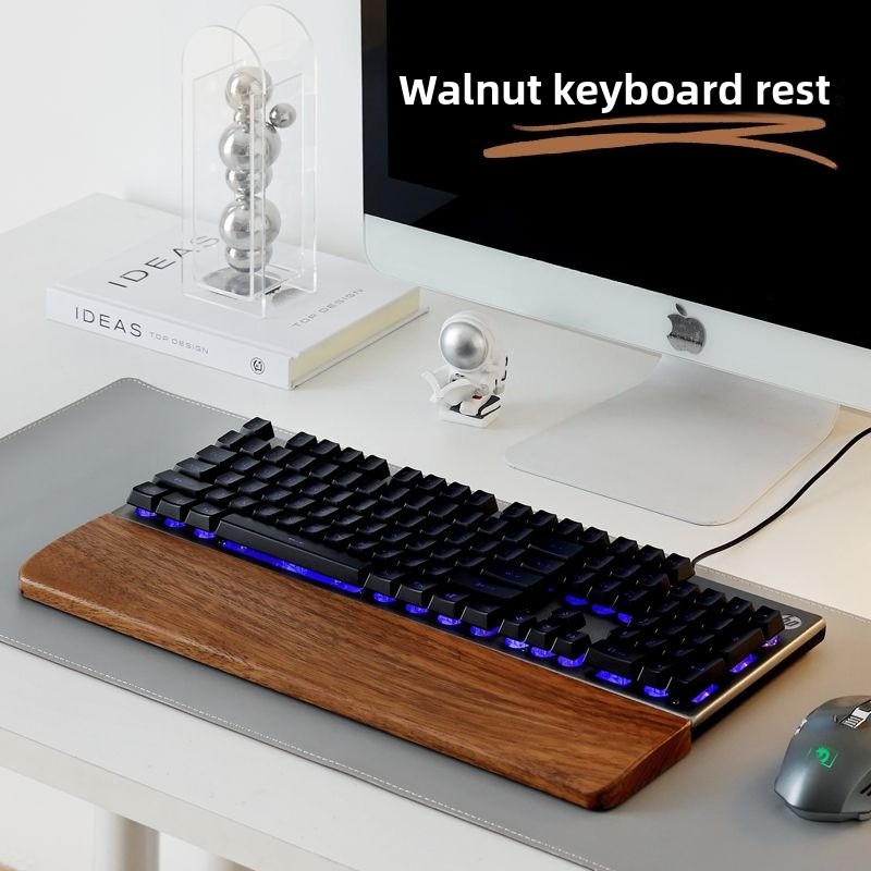 Gaming Keyboard Mouse Combo - Massief houten toetsenbord Palmsteun Muismat Polssteun