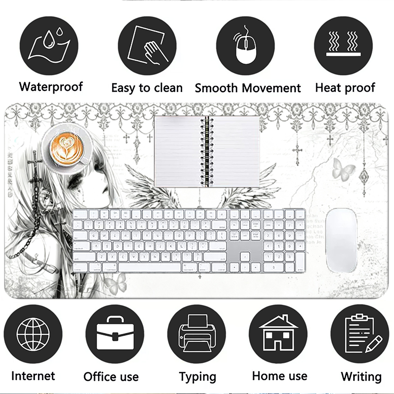 Leren muismat Zwart Wit Anime  - Gaming Keyboard Esports recensie en prijs