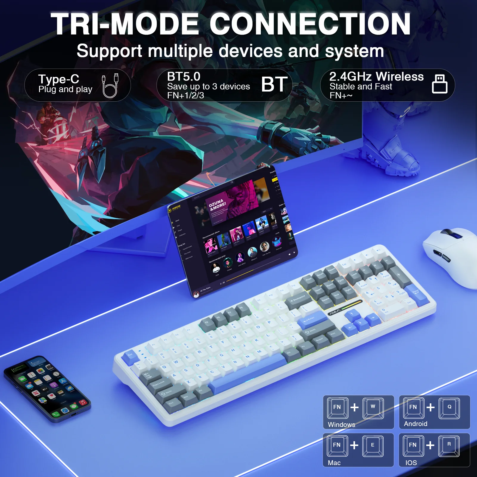 AULA F108 Draadloos toetsenbor - Gaming Keyboard No Noise recensie en prijs
